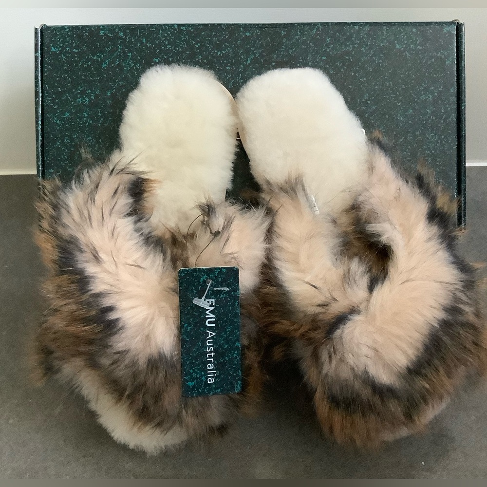 Emu Women's Fluffy Slippers - Cream and Brown